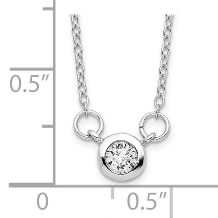 (Y)925 19IN CUB ZIR STERLING SILVER NECKLACE WITH ROUND CUBIC ZIRCONIA IN BEZEL SETTING