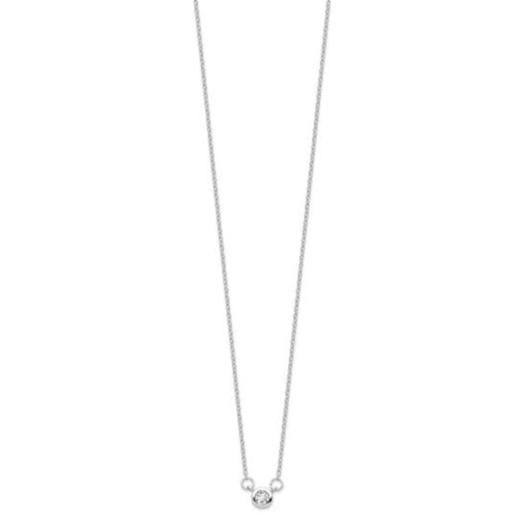 (Y)925 19IN CUB ZIR STERLING SILVER NECKLACE WITH ROUND CUBIC ZIRCONIA IN BEZEL SETTING