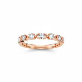 HJ NAMDAR (Y)14K .35DI ROSE GOLD RING WITH ALTERNATING DESIGNS SURROUNDING SEVEN NATURAL DIAMOND