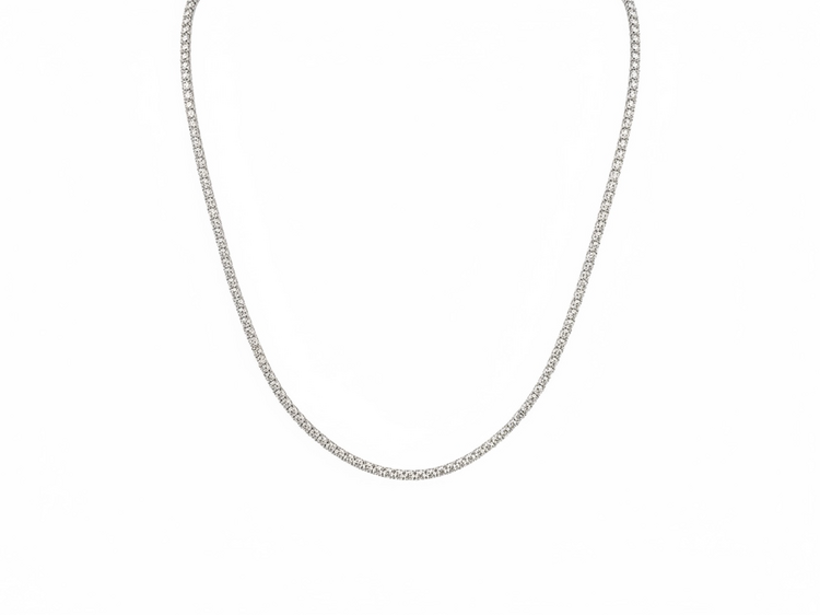 (Y)14K 5.17CT LAB GROWN DIAMOND TENNIS NECKLACE SET IN WHITE GOLD