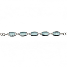 STEPHEN ESTELLE (Y)925 BLU TPZ STERLING SILVER BRACELET WITH BEZEL SET BLUE TOPAZ STONES