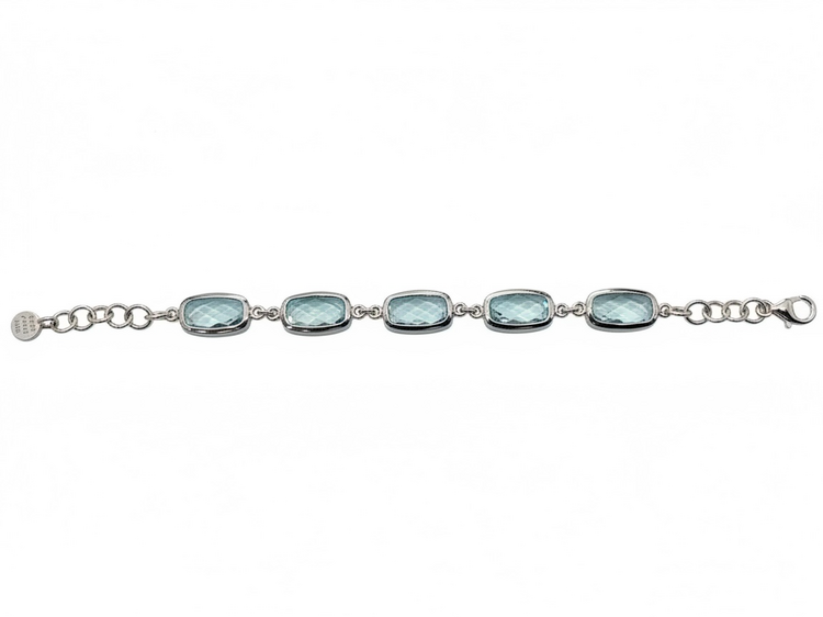 STEPHEN ESTELLE (Y)925 BLU TPZ STERLING SILVER BRACELET WITH BEZEL SET BLUE TOPAZ STONES