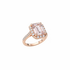 (R)14K 3.79CT KUNZ .28DI CHOC ROSE GOLD RING WITH NATURAL KUNZITE AND CHOCOLATE DIAMONDS (R)14K 3.79CT KUNZ .28DI CHOC ROSE GOLD RING WITH NATURAL KUNZITE AND CHOCOLATE DIAMONDS
