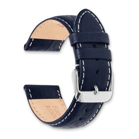 DEBEER DEBEER NAVY & WHITE STITCHING LEATHER WATCH BAND