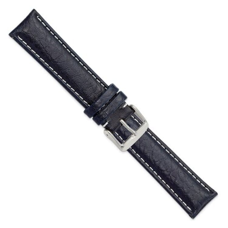 DEBEER DEBEER NAVY & WHITE STITCHING LEATHER WATCH BAND