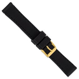 DEBEER DEBEER BLACK TEXTURED SILICONE BLACK  STITCH GOLD BUCKLE