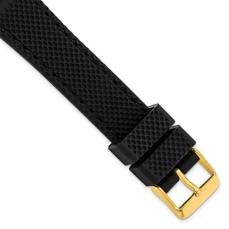 DEBEER DEBEER BLACK TEXTURED SILICONE BLACK  STITCH GOLD BUCKLE