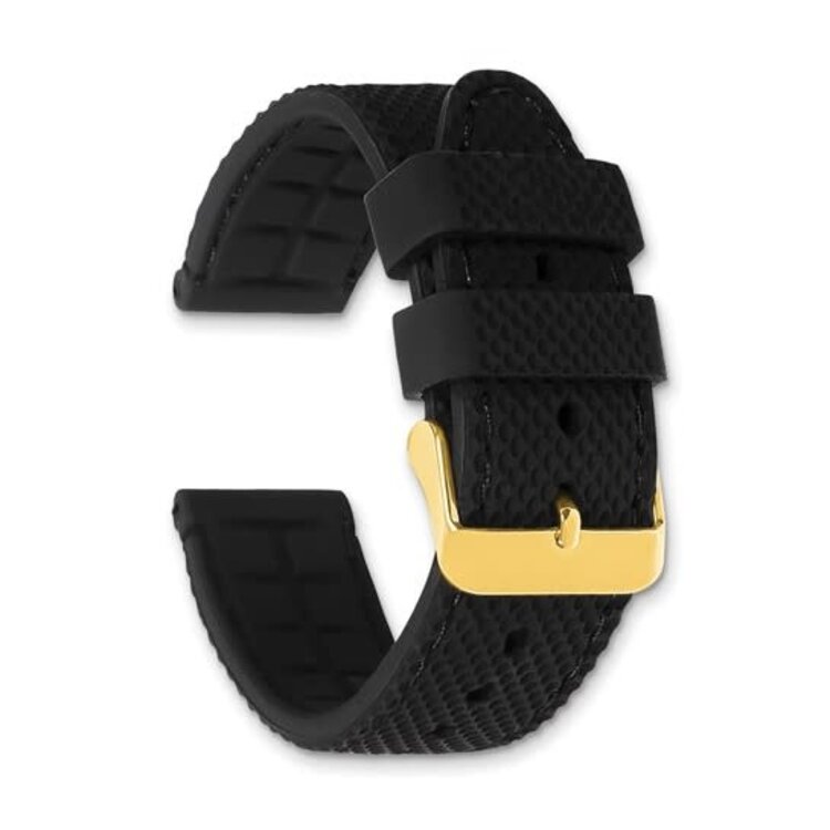 DEBEER DEBEER BLACK TEXTURED SILICONE BLACK  STITCH GOLD BUCKLE