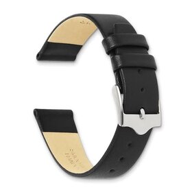 DEBEER BLACK FLAT  SMOOTH LEATHER  SILVER BUCKLE