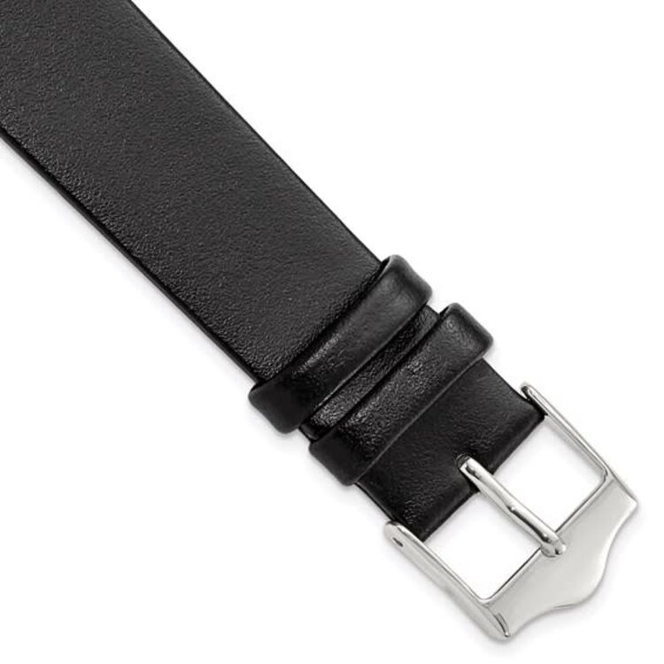 DEBEER BLACK FLAT  SMOOTH LEATHER  SILVER BUCKLE