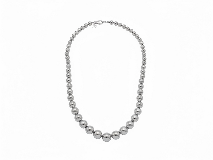 TIFFANY & CO. (R)T&CO 925 BEAD 6-10MM GRADUATED 17” LONG TIFFANY & CO. NECKLACE