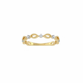 PRIMA NY (Y)14K .05DI BEADED GOLD MARQUISE SHAPED RING WITH ROUND DIAMONDS