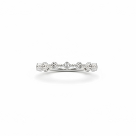 PRIMA NY (R)14K .03DI MINI CLOVER STYLE WHITE GOLD RING