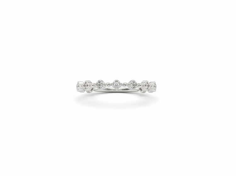 PRIMA NY (R)14K .03DI MINI CLOVER STYLE WHITE GOLD RING