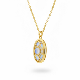 STEPHEN ESTELLE (Y)925 RAINBOW MOON STONE PENDANT SET IN 14K GOLD VERMEIL