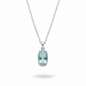 STEPHEN ESTELLE (Y)925 BLU TPZ RECTANGULAR CHECKERBOARD BLUE TOPAZ PENDANT IN STERLING SILVER