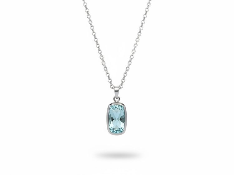 STEPHEN ESTELLE (Y)925 BLU TPZ RECTANGULAR CHECKERBOARD BLUE TOPAZ PENDANT IN STERLING SILVER