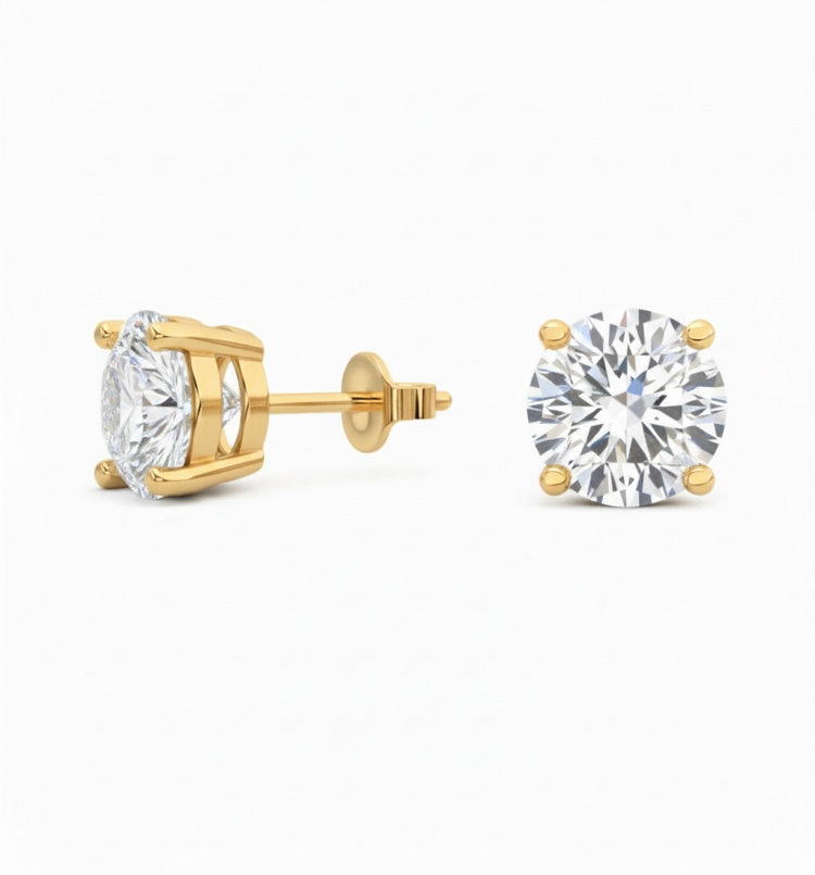 (Y)14KY LG 2.02CT F/VS+ LABGROWN ROUND BRILLIANT CUT YELLOW GOLD IGI CERT# 43J511352606 DIAMOND STUDS