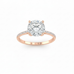 (Y)14KR LG 2.76CT VS/I .15CTW SETTING, 2.91TW, LABGROWN ROUND BRILLIANT DIAMOND PAVE SIDE ENGAGEMENT ROSE GOLD RING