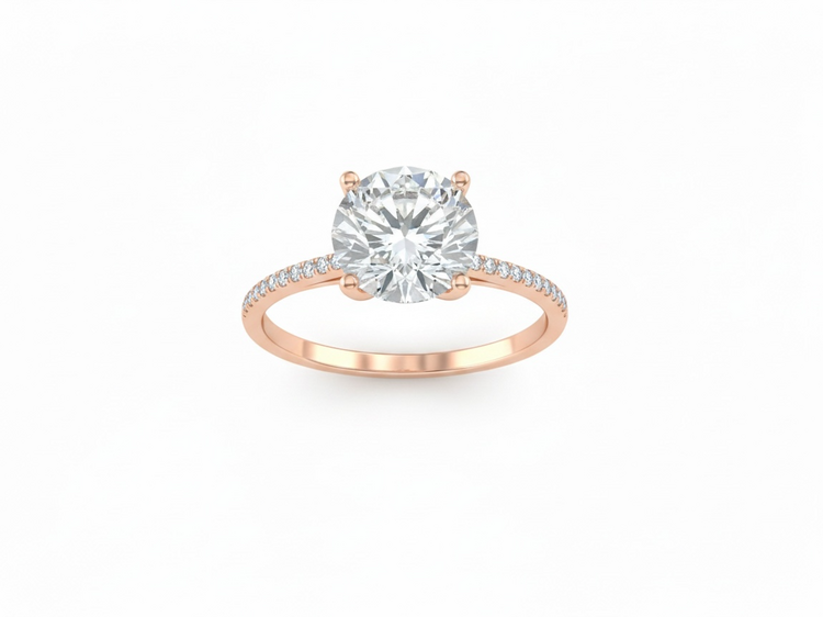 (Y)14KR LG 2.76CT VS/I .15CTW SETTING, 2.91TW, LABGROWN ROUND BRILLIANT DIAMOND PAVE SIDE ENGAGEMENT ROSE GOLD RING
