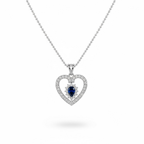 (Y)14K .38SAP .25DI WHITE GOLD NECKLACE WITH REVERSIBLE MAGNETIC SAPPHIRE AND DIAMOND PENDANT FEATURING  TWO STYLES