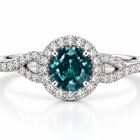 PRIMA NY (Z)14K .28BD .33MT , WHITE GOLD RING, .28CT BLUE DIAMOND IRRADIATED, .33CT VS2 F MOUNTING NATURAL