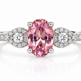 PRIMA NY (Z) 14K .99PT .22DIA , WHITE GOLD RING, NATURAL PINK TOURMALINE CENTER GEMSTONE, .22CT NATURAL VS2 F DIAMONDS ON THE SETTING
