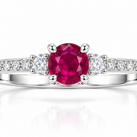 PRIMA NY (Z)14K .34RU .18DIA , WHITE GOLD RONG, .34CT NATURAL RUBY, .18CT VS2 F NATURAL DIAMONDS ON THE SETTING