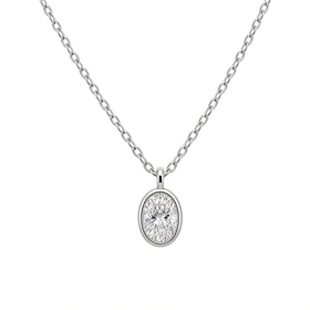 DIAMOND TRADERS INTERNATIONAL (Y)925 .50LG 18” LAB GROWN DIAMOND BEZEL SET OVAL NECKLACE