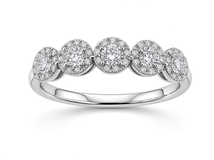 HJ NAMDAR (R)14K .50CT FIVE DIAMOND CLUSTERS WHITE GOLD RING