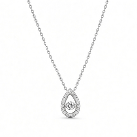 (Y)10K .25CT TEAR DROP NATURAL DIAMOND NECKLACE WITH INTERIOR SWINGING DIAMOND