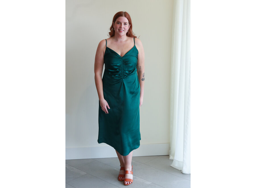 Apricot  Satin Ruched Dress