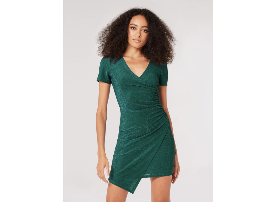 Apricot Ruched Wrap Dress