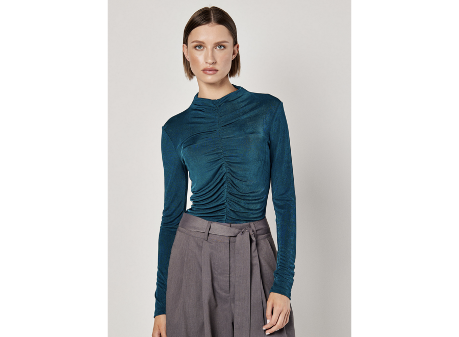 Apricot Shimmer Ruched Top