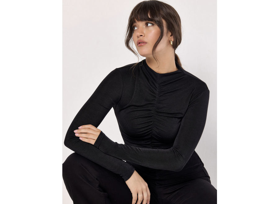 Apricot Shimmer Ruched Top