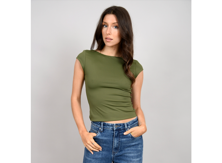 RD Style Brida Cap Sleeve Boat Neck Top