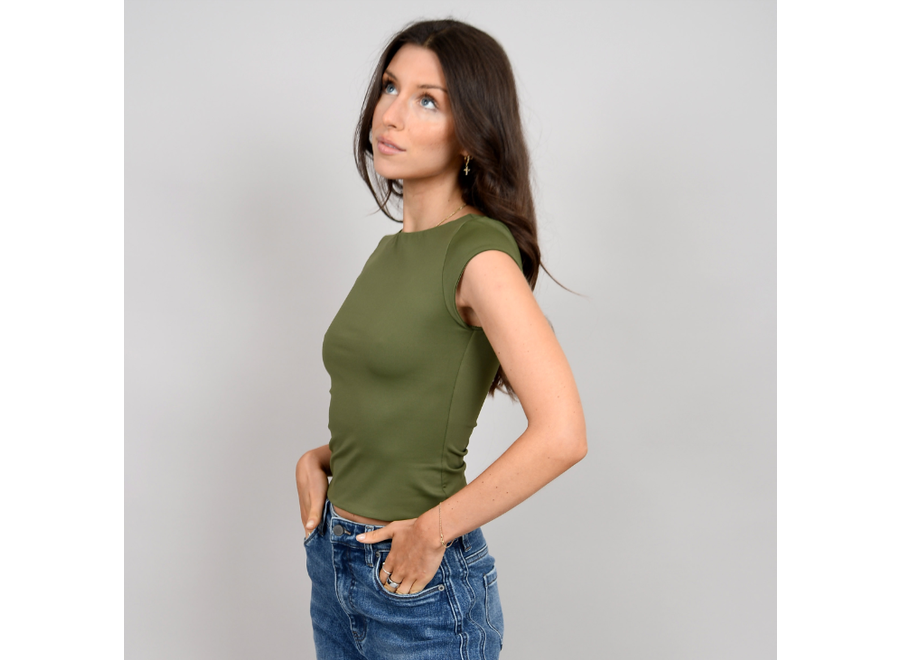 RD Style Brida Cap Sleeve Boat Neck Top