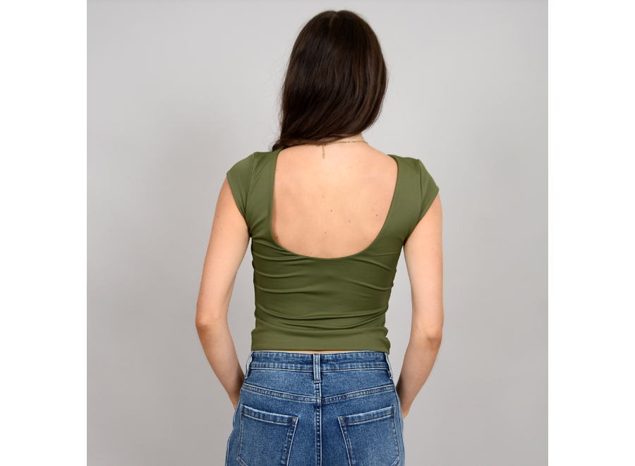 RD Style Brida Cap Sleeve Boat Neck Top