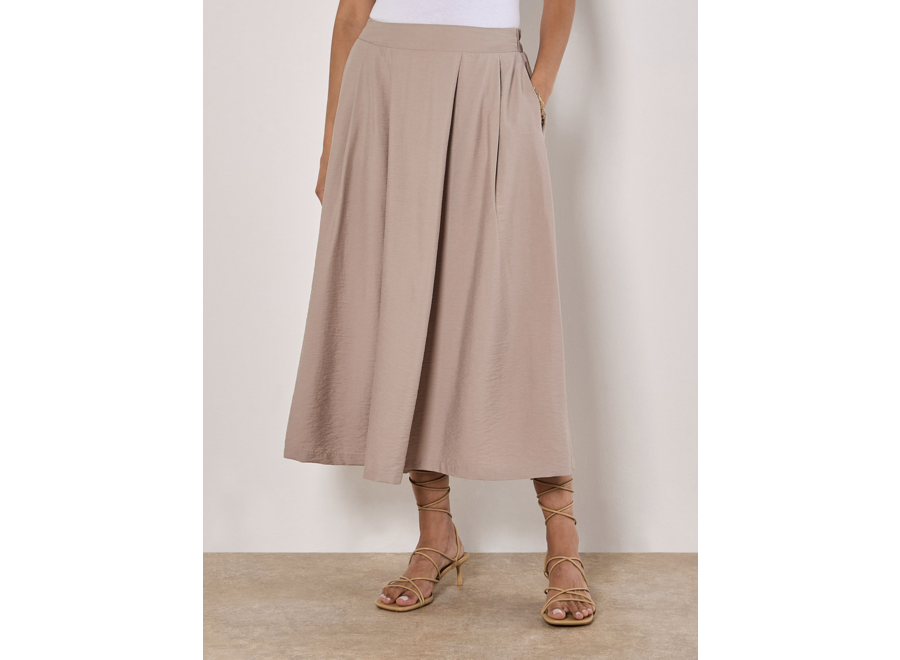 Apricot Pleated Midi Skirt
