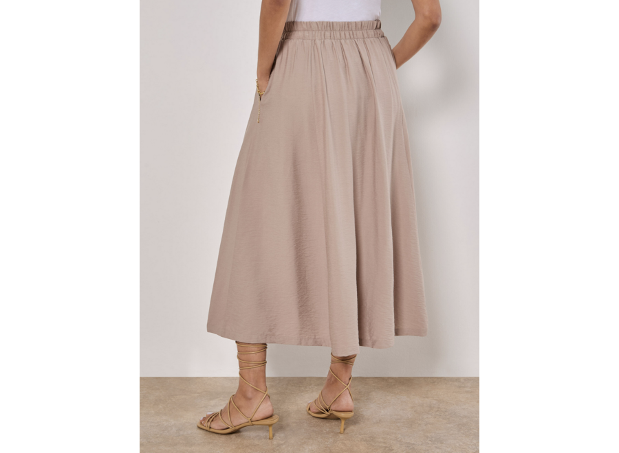 Apricot Pleated Midi Skirt