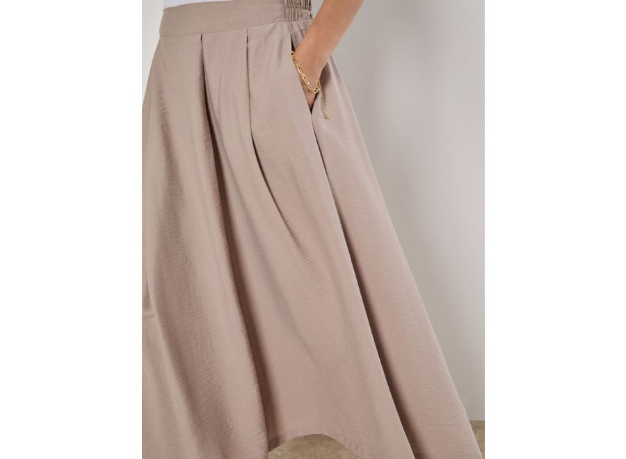 Apricot Pleated Midi Skirt