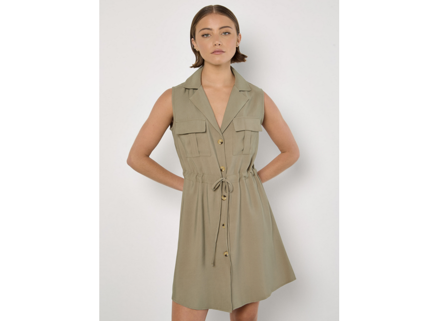 Apricot Utility Shirt Dress