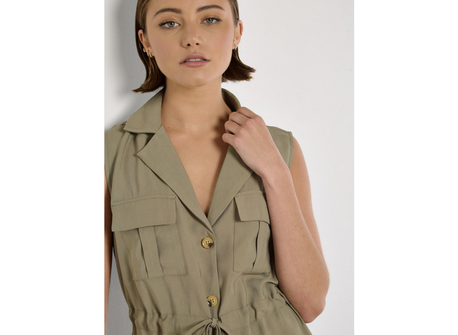 Apricot Utility Shirt Dress