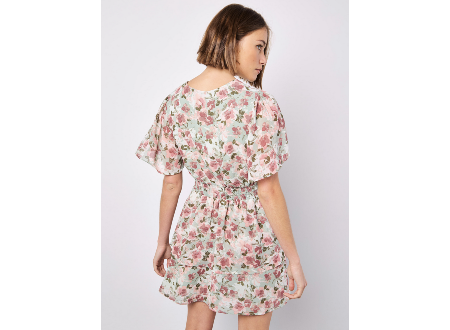Apricot Floral Layered Dress