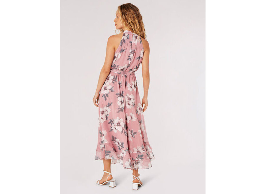 Apricot Peony Midi Dress