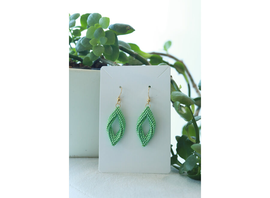 Blossom Beads Leaf Shaped Earrings Mint