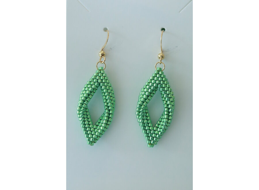 Blossom Beads Leaf Shaped Earrings Mint