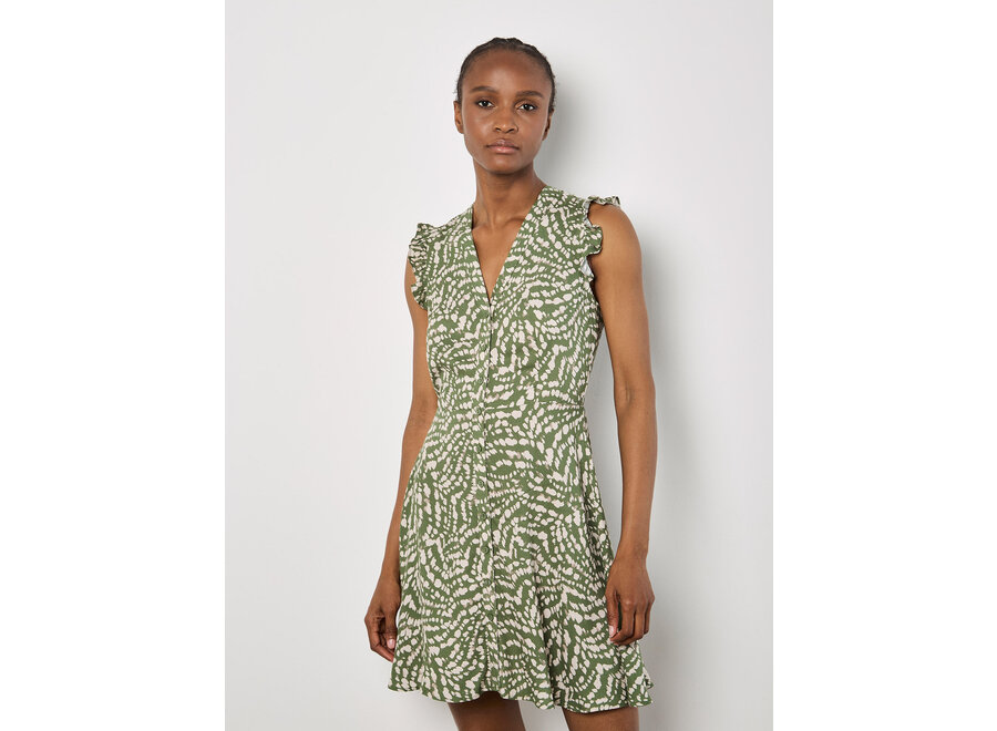 Apricot Wavy Ruffle Short Sleeve Dress