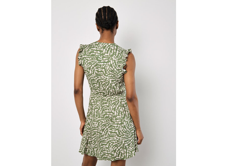 Apricot Wavy Ruffle Short Sleeve Dress