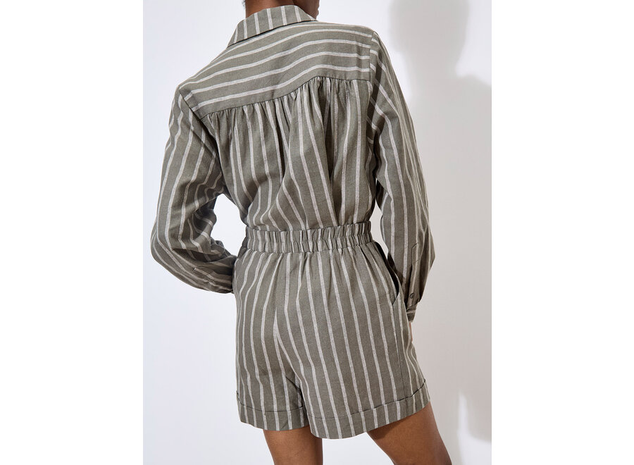 Apricot Striped Linen Shorts